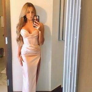 Miss circle corset style blush pink gown